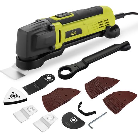 Dewinner – Outil multifonction oscillant 300W – 6 vitesses 0-23000RPM – Angle d'oscillation 3.5° – 37 accessoires pour scier, gratter, couper, poncer (1/5)