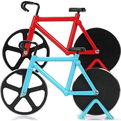 x coupe-pizzas en forme de vélo, coupe-pizzas en acier inoxydable, coupe-pizzas en acier inoxydable avec revêtement antiadhésif, idéal pour les fêtes, etc. (1/3)