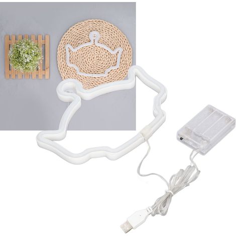 Veilleuse LED néon en ABS et PVC, lumière chaude, 200 lm, étanche, alimentée par piles et rechargeable par USB, pour la chambre à coucher (1/5)