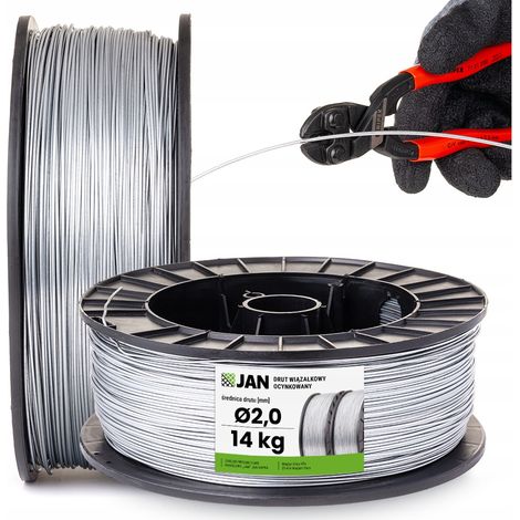Fil de ligature souple galvanisé pour jardin, diamètre 2,0 mm, bobine de 14 kg