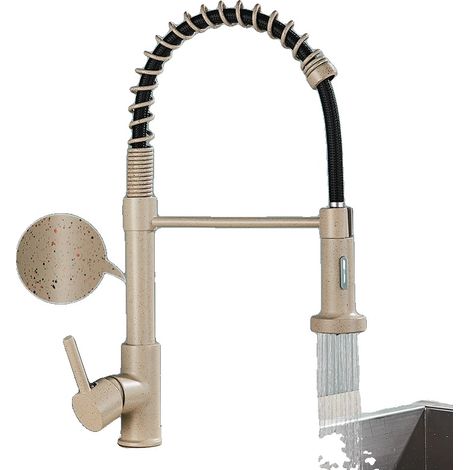 Robinet de cuisine, or brossé, à tirage, Pois beiges (1/2)