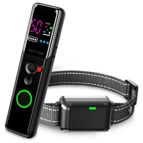 Collier Anti Aboiement Chien avec Télécommande, Modes Son/Vibration/Choc/Vibration Renforcée, Étanche IP67, Portée de 2200FT, Rechargeable, Compatible avec Jusqu'à 3 Récepteurs (Noir) (1/5)