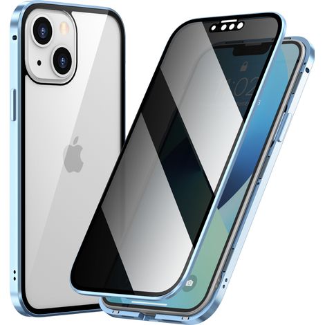 Magnetische Anti-Spionage-Hülle, kompatibel mit iPhone 13 Pro, iPhone 11, iPhone 12 Pro und iPhone SE. Beidseitiger magnetischer Glasschutz. Farbe: Yuanfeng-Blau. (1/5)