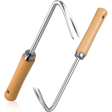 Werkzeuge 3 Stück Unkrautjäter mit Stahl Gartenarbeit für Werkzeuge Haken Löwenzahn Werkzeug Hof Gabel Pflege Griff Hand Holz Jäten Hof Handbuch Holzschaufel Land (1/5)