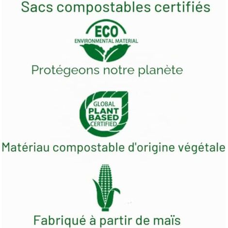 100 sacs poubelle biodégradables de 10 à 15 L, sacs pour composteur, 100 sacs pour poubelle de cuisine biodégradables et sacs poubelle biodégradables pour la cuisine (1/3)