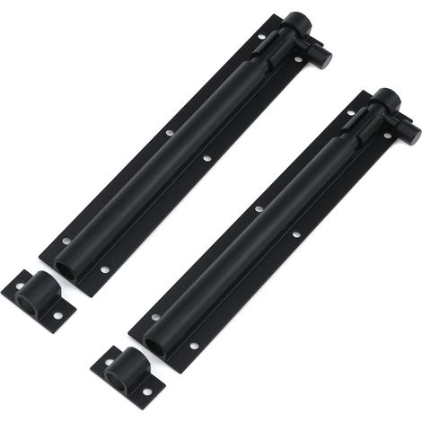 Pestillo de cerrojo deslizante de 6 pulgadas, negro mate, adecuado para pestillo de cerrojo de puerta interior, cerradura de seguridad deslizante para puerta corredera - 2 piezas (1/5)