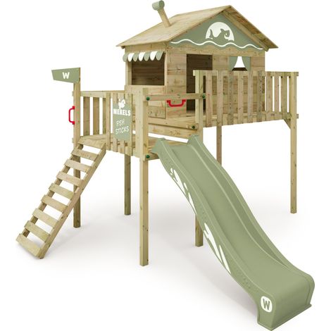 Spielturm Wickey Smart Wave mit Rutsche und Sandkasten in Hellgrün