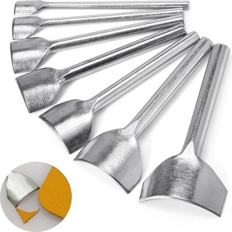 Set di 7 punzoni per bordi in pelle a forma di arco (10-40 mm), utensili punzonatori semicircolari per cinture, portafogli e lavori fai da te. (1/5)