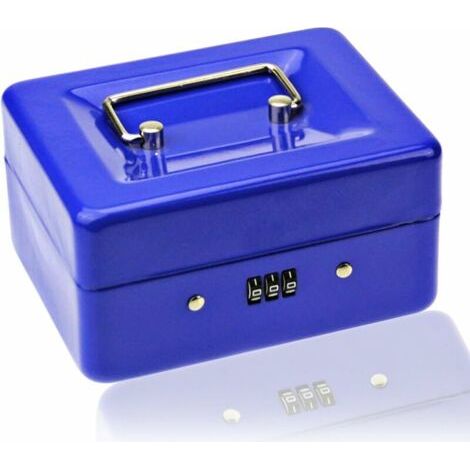 Petite Caisse à Monnaie Avec Serrure à Combinaison – Caisse à Monnaie en Métal Durable avec Plateau de Rangement Verrouillable, 15 × 12 × 8 cm (bleu, petit) (1/5)