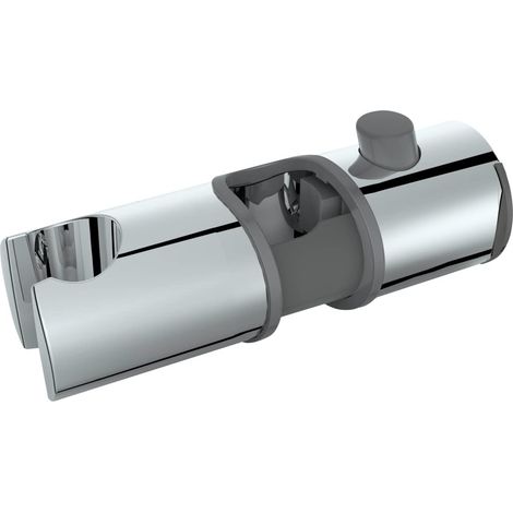 Wenko Deltaplano per Doccia Libertà, Supporto per Asta Doccia 25/24/22 mm, Montaggio Senza Smontare l'Asta e Senza Attrezzi, in Plastica (ABS), Facile Regolazione Dell'Altezza, Cromato (1/5)