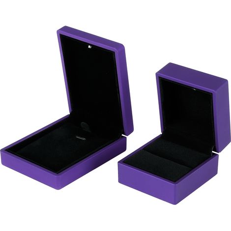 Boîte à bijoux LED pour pendentif, bague et cadeaux - Écrin de mariage et fiançailles violet (1/5)