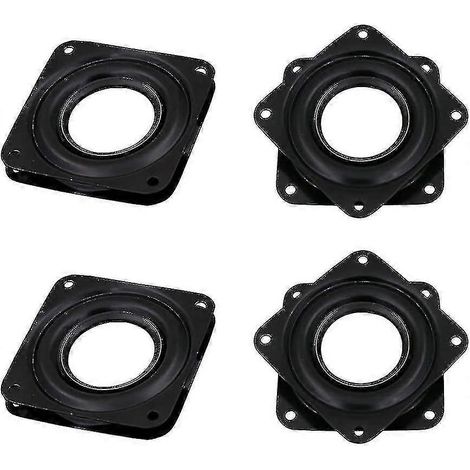 Lot de 4 plateaux pivotants carrés de 7,6 cm (3 pouces), plateau tournant à 360°, pour tabourets de bar et chaises, noir (1/4)