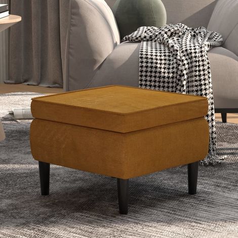 Taburete con patas de madera terciopelo marrón vidaXL (1/5)