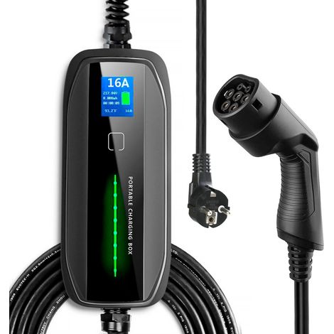 Cargador Portátil para Coche Eléctrico Extralink Bs-pcd030 16A 3.6kw Schuko, Monofásico, 5.5m, Pantalla Lcd, Ip67 (1/5)