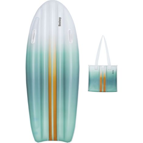 TrAdE Shop Traesio - Set 2in1 Materassino Gonfiabile Forma Tavola Da Surf Con Borsa Abbinata Da Spiaggia 42072 - (1/5)