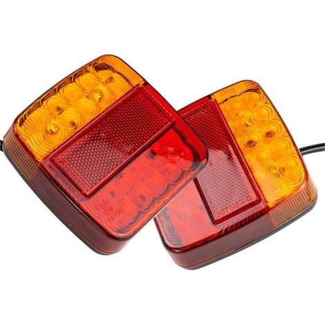 Lot de 2 feux de remorque LED 12 V avec éclairage de plaque d'immatriculation, feu stop arrière étanche pour camion, fourgonnette, caravane, tracteur, véhicule agricole (1/4)