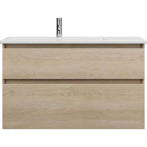 burgbad Lin20 lavabo en céramique blanc brillant y compris meuble