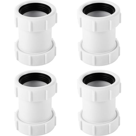 Set di 4 raccordi dritti in PVC da 40 mm, raccordi di prolunga per tubi, accessori idraulici per vasca da bagno, lavello da cucina, piatto doccia.