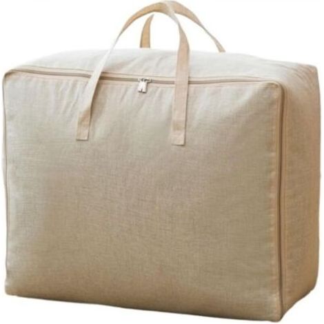 Kaelt - Lot de 2, Sac de Rangement pour Couette en épais, Sac Rangement Vetement Sous Lit Housse Rangement Couette avec Poignée Renforcée pour Édredons Couvertures Oreillers Vestes,beige, 57x40x22cm (1/5)