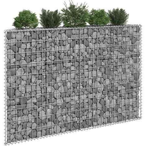 Lit surélevé à gabion en trapèze Acier galvanisé 150x20x100 cm (1/5)