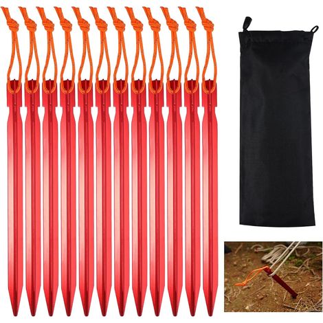 12 Pieces Aluminum Alloy Tent Pegs, Camping Tent Stakes 18cm (1/5)