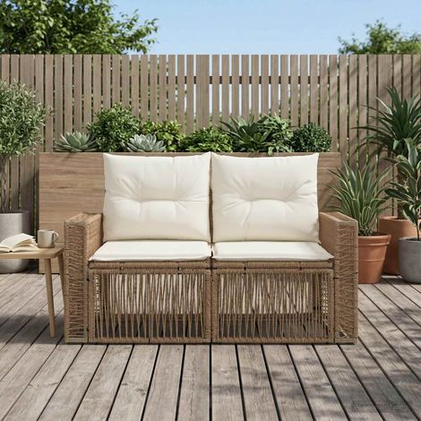 vidaXL Canapé de jardin 2-Nombre de places Beige polyrotin (1/5)