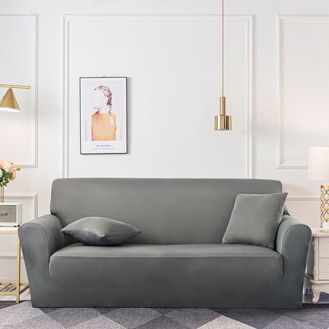 Housse de Canapé 3 Places avec Accoudoir Extensible Revêtement de Canapé Pour salon chambre GRIS,195 230cm (1/4)