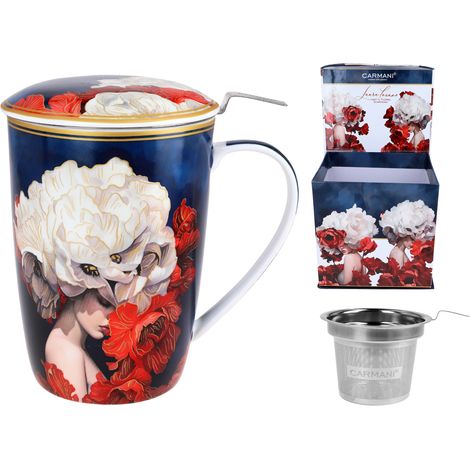 Carmani, Tasse mit Siebeinsatz und Deckel 600 ml - Laura Lozano/Lady's Floral Symphony (1/5)