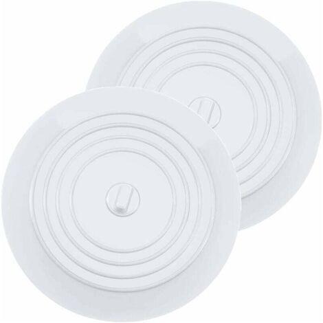 Tappi di scarico in silicone per vasca da bagno e lavello da cucina, diametro 15,3 cm, per cucine, bagni e lavanderie (2 pezzi, bianco)