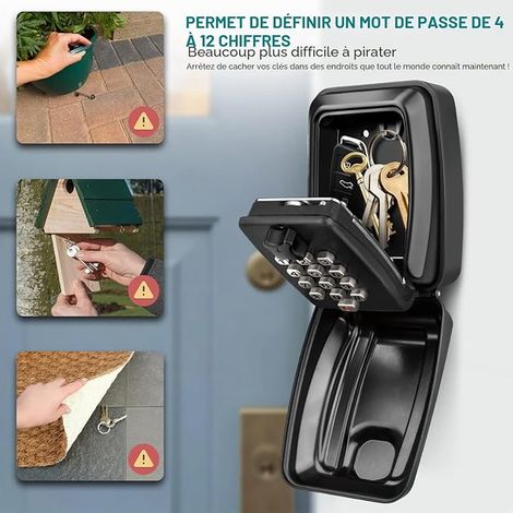 Securised Outdoor Wall Key Box with 12 Digits for Home (1/4)