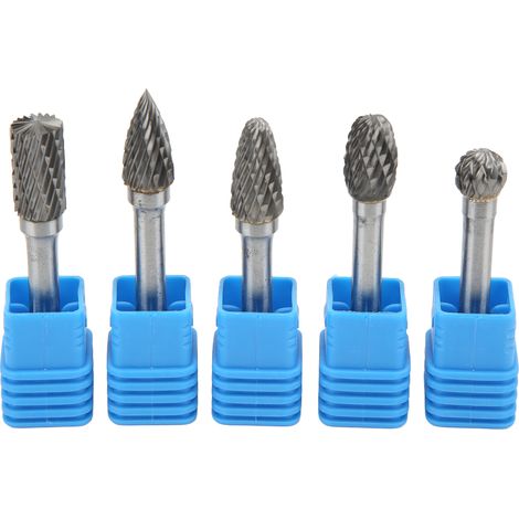 TIKATARER Hartmetallfräser-Set, 5 Stück mm Doppelschnitt-Wolframkarbidfräser (ADEFG).