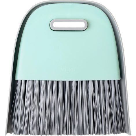 Brosse et Pelle à Main, Lot de 2 pièces compactes, Mini Balai pour Cuisine, Table et Bureau, Gris, Turquoise (1/5)