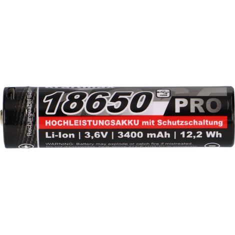 2x Kraftmax 18650 Pro Hochleistungsakku Li-Ion 3,6V 3400mAh inkl. Micro-USB Ladebuchse (1/5)