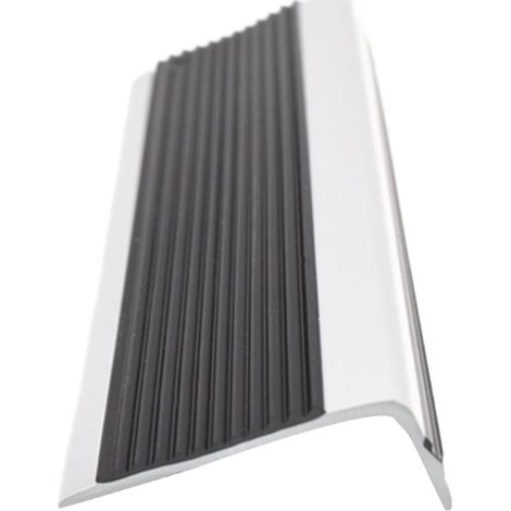 Profilé de marche en PVC, profilé de marche autocollant, structure en L, facile à installer 5020mm, adapté aux marches rondes, adapté aux marches d'escalier, pont de nez de marche en PVC (gris noir) (1/4)