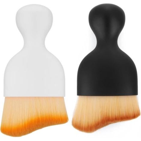Brosse à poussière intérieure sans Rayures, 2 pièces, Brosse Douce de Nettoyage intérieur de Voiture Brosse de détail (Noir, Blanc) (1/4)