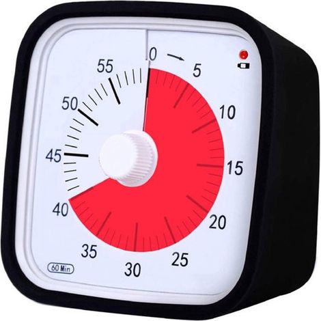 Verbesserter schwarzer Sichttimer mit Schutzabdeckung – Lautloser 60-Minuten-Countdown-Timer für Kinder und Erwachsene mit Batteriestandsanzeige (1/5)