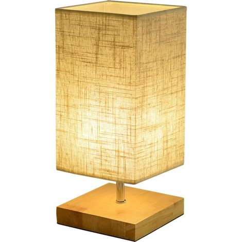 Simple en bois art lin nuit lampe chambre lampe de chevet htel htel lampe lampe de table (1/4)