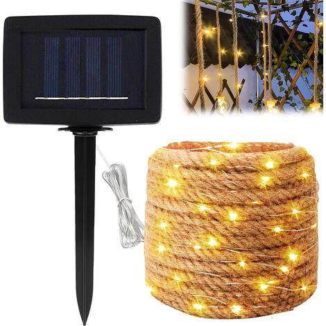 7 m Solar Hemp Rope Light, 10 mm Natural Fibre Rope Lights, Solar String Lights Outdoor, Solar String Lights for Garden, Patio, Yard, Christmas, Wedding, Party (1/5)