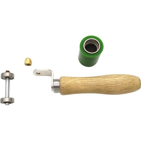[JAMAIS UTILISÉ]Rouleau de pression à main ergonomique avec manche en bois, revêtement PVC imperméable et résistant à la chaleur, rouleau de pression vert (1/5)
