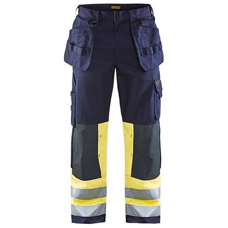 Pantalon de travail pour artisan Multinormes 1479 - Marine/Jaune fluo 2XL - FR(52) - SE(C58) - Standards (1/2)