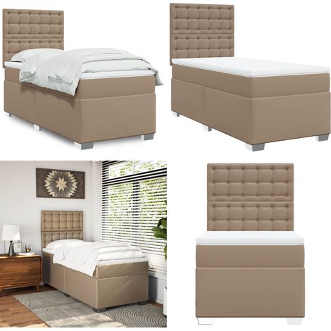 vidaXL Boxspringbett Matratze Cappuccino-Braun 100x200cm Kunstleder (1/5)