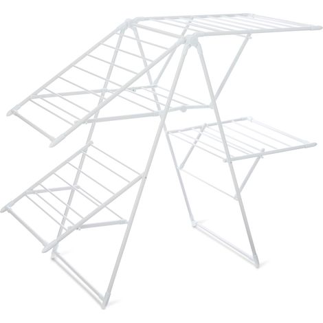 Séchoir à Linge en métal à Quatre Ailes, Pliable, 155 x 60 x 126 cm, Blanc (1/5)