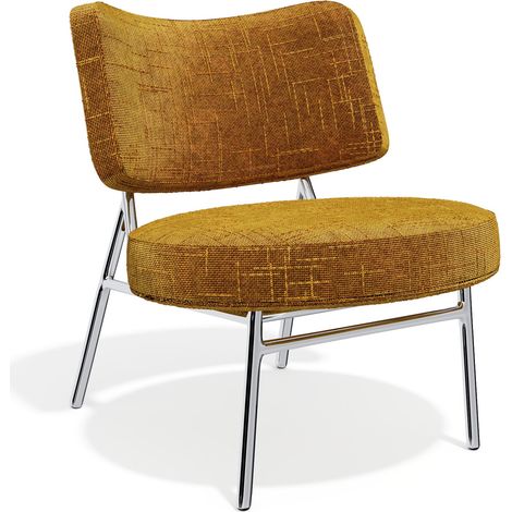 Fauteuil de salon en velours tramé moutarde IGGY (1/4)