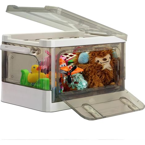 Boîte de rangement pliable avec couvercle, ouvertures avant et roulettes, pour cuisine, salle de bain et maison
