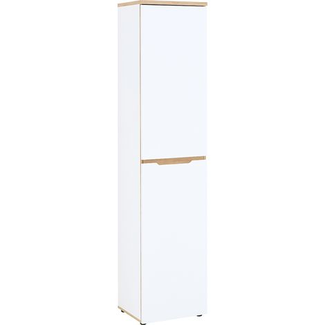 Aktenschrank 1-türig, 45cm breit, weiß mit Eiche, MANRESA-36 (1/5)