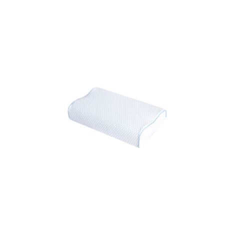 Oreiller ergonomique à motif ondulé bleu – Tissu respirant double maille – Dimensions 50 × 30 cm – Hauteur 10 / 7 cm (1/5)