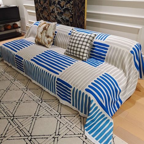 Mer profonde 180x180 Coussin de canapé monobloc, housse de canapé intégrale anti-griffures de chat, adaptée à toutes les saisons, serviette/housse de canapé (1/4)
