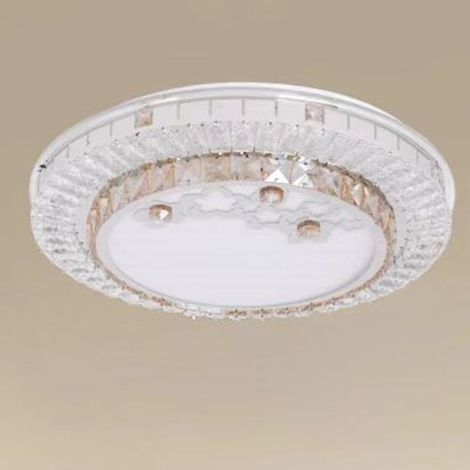 TrAdE Shop Traesio - Plafoniera Da Soffitto 65w ø50cm Led Design A Strati Cristalli Fiori Luce Fredda 08220 - (1/3)