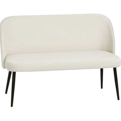 Divano 2 posti beige effetto velluto con struttura in metallo e legno (1/5)