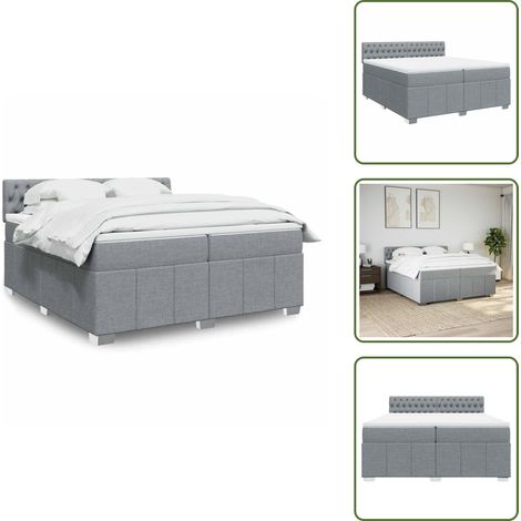 Sommier à lattes de lit avec matelas Gris clair 200x200cm Tissu - Sommier À Lattes De Lit - Sommiers À Lattes De Lit - Lit - Meuble De Chambre À Coucher (1/5)